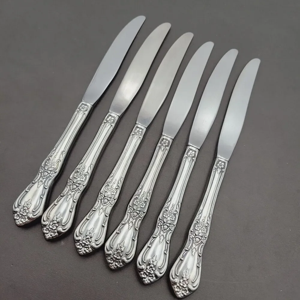 Set of 6 Oneida Knives KENNETT Square Distinction Deluxe STAINLESS STEEL 9